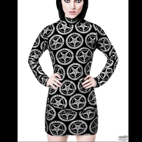 RARE DISCONTINUED KILLSTAR Baphomet Pentagram Body-con Dress - Picture 1 of 3